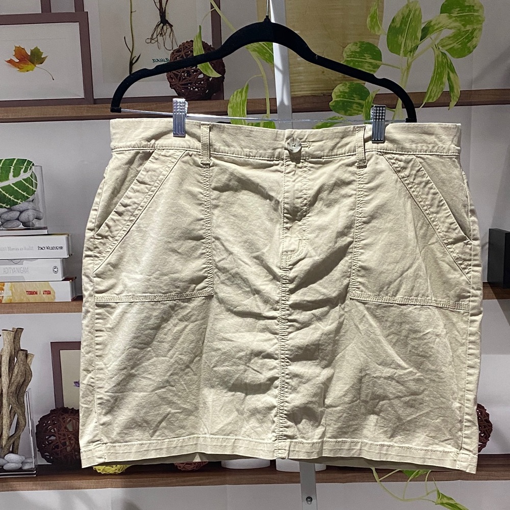croft & barrow Khaki Beige Utility Mini Skort with Front Pockets